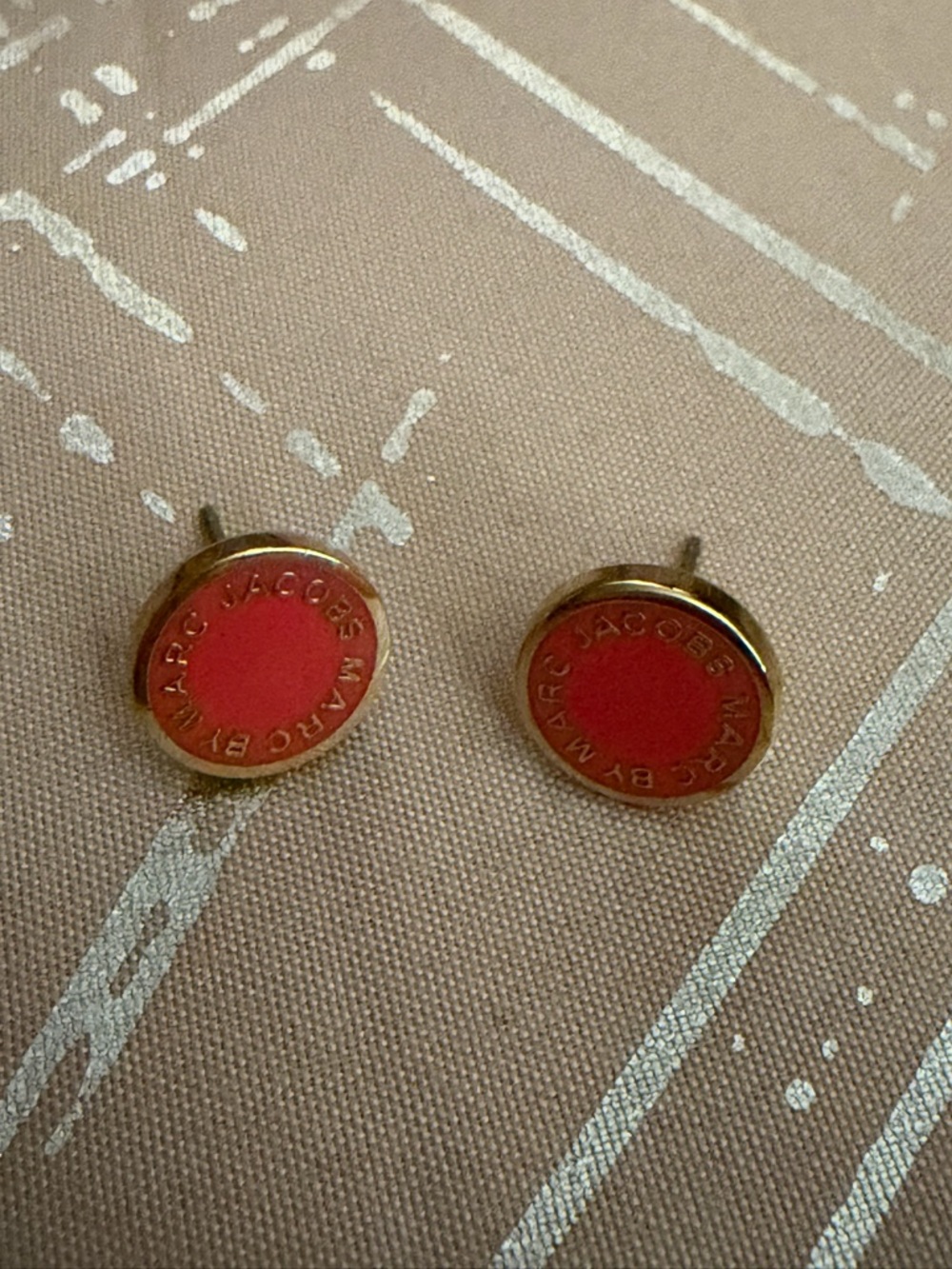 Marc Jacobs Gold-Tone Earrings with Red Enamel Center